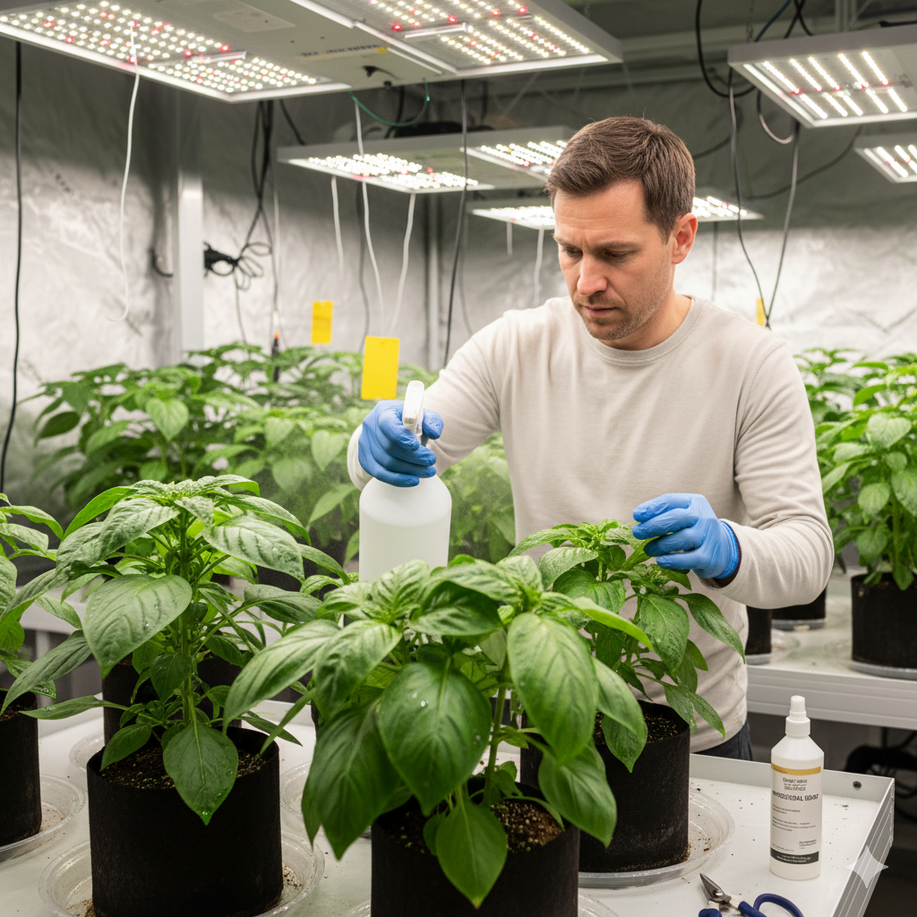 IPM in an indoor grow room, emphasizing prevention and natural solutions.